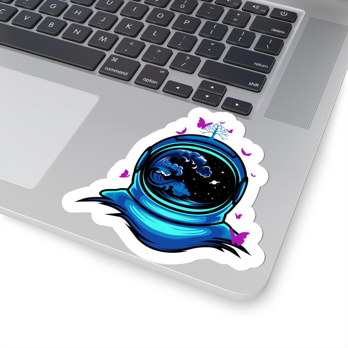 Astronaut Butterfly Sticker | Cosmic Ocean Wave Helmet Vinyl Decal
