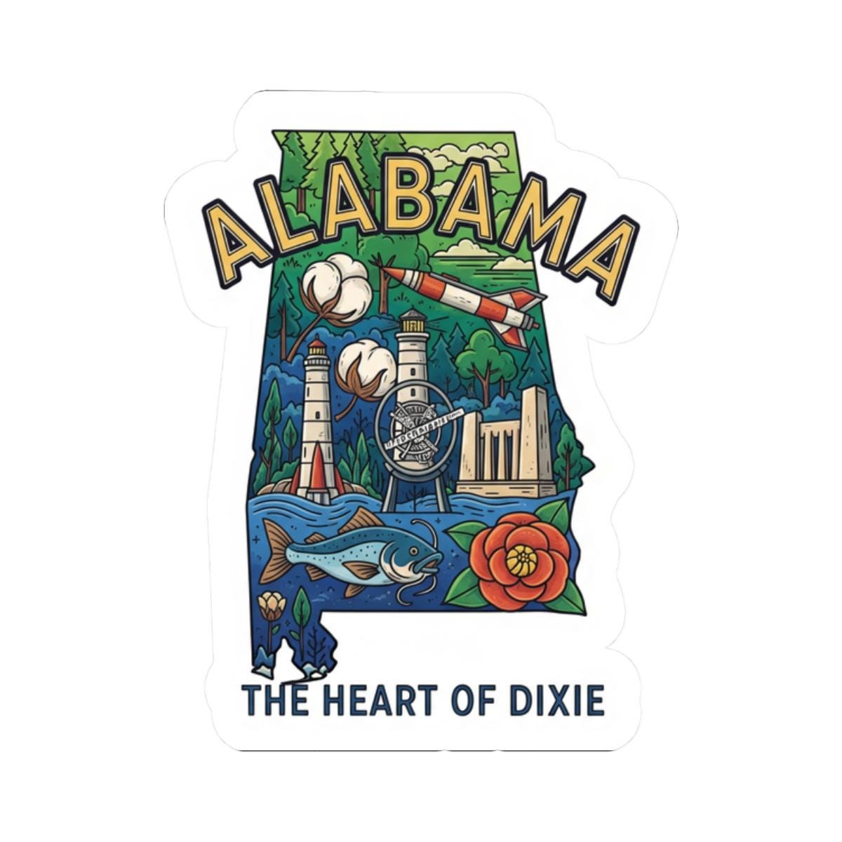 Alabama State Sticker | Waterproof Vinyl Decal for Laptops, Water Bottles