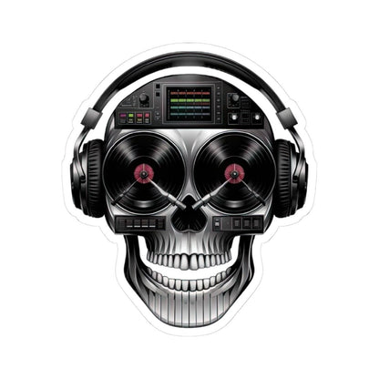 DJ Skull Sticker | Turntables, Headphones, Techno Music Vinyl Decal (Waterproof)