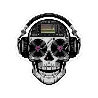 DJ Skull Sticker | Vinyl Turntable Headphones Decal (Waterproof)