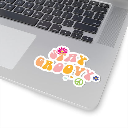 Stay Groovy Retro 70s Peace Sign Flower Power Sticker | Boho Vinyl Decal