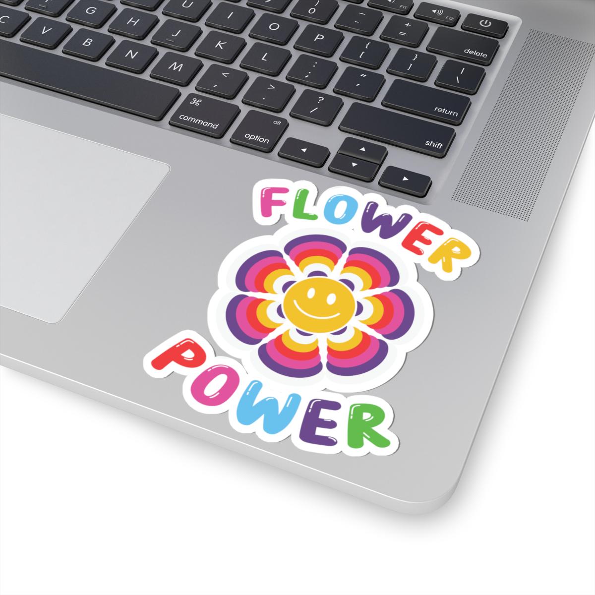 Flower Power Sticker | Groovy Rainbow Smile Face Decal (Waterproof Vinyl)