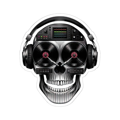 DJ Skull Sticker | Turntables, Headphones, Techno Music Vinyl Decal (Waterproof)