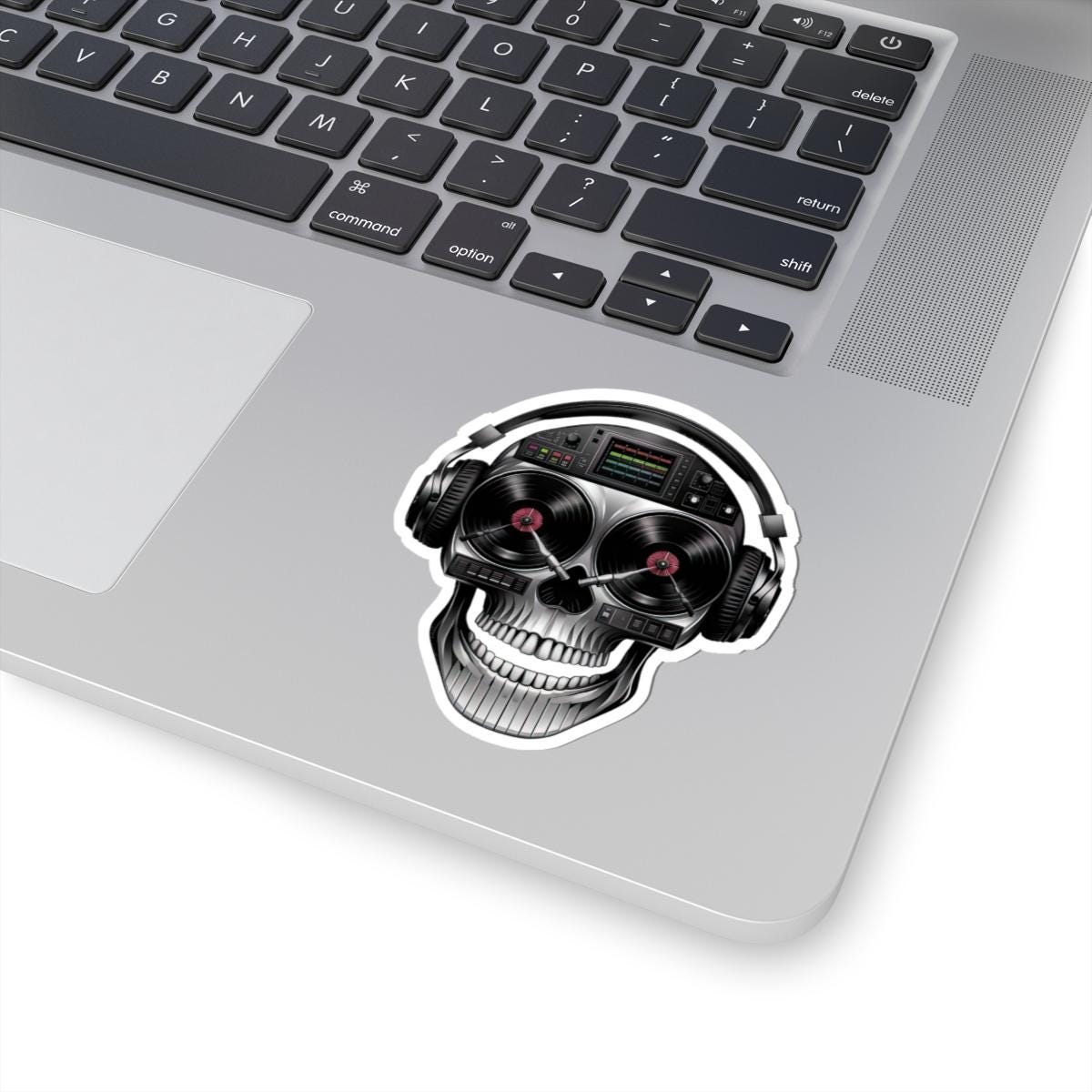 DJ Skull Sticker | Turntables, Headphones, Techno Music Vinyl Decal (Waterproof)