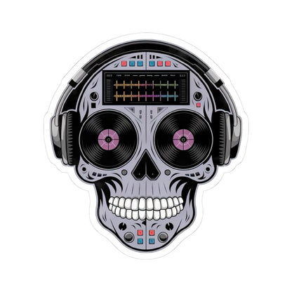 DJ Skull Sticker | Headphones, Turntable, Vinyl Record Art (Glossy)