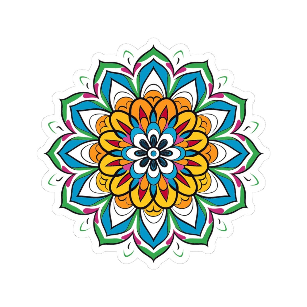 Vibrant Mandala Sticker | Boho Sacred Geometry Art, Zen Decal (Planners, Journals)