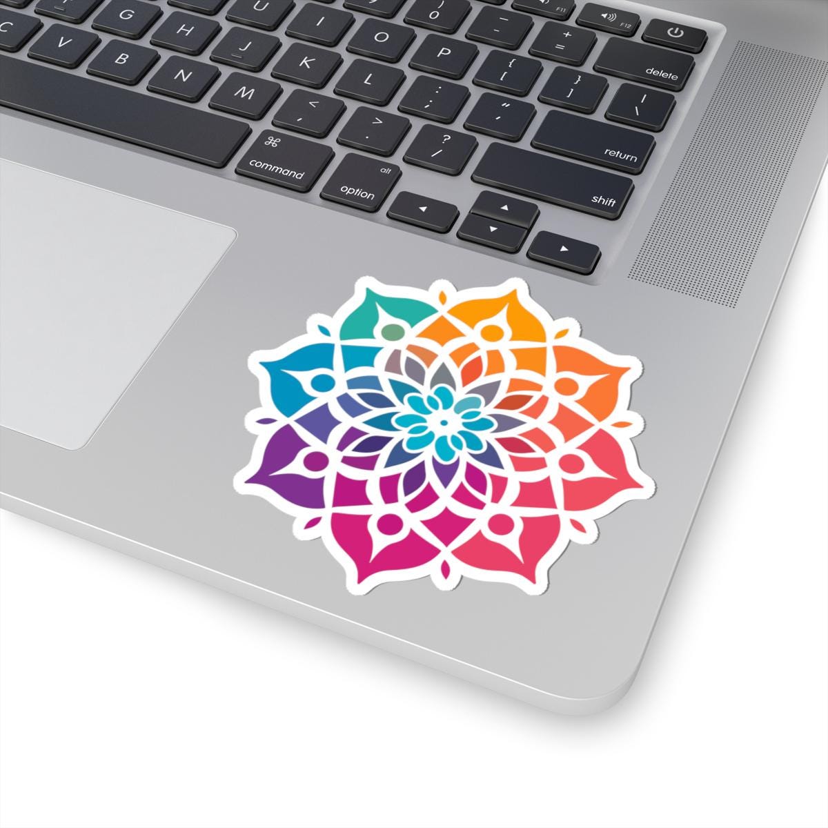 ColorFlow Rainbow Mandala Sticker | Sacred Geometry Vinyl Decal (Laptop, Journal)