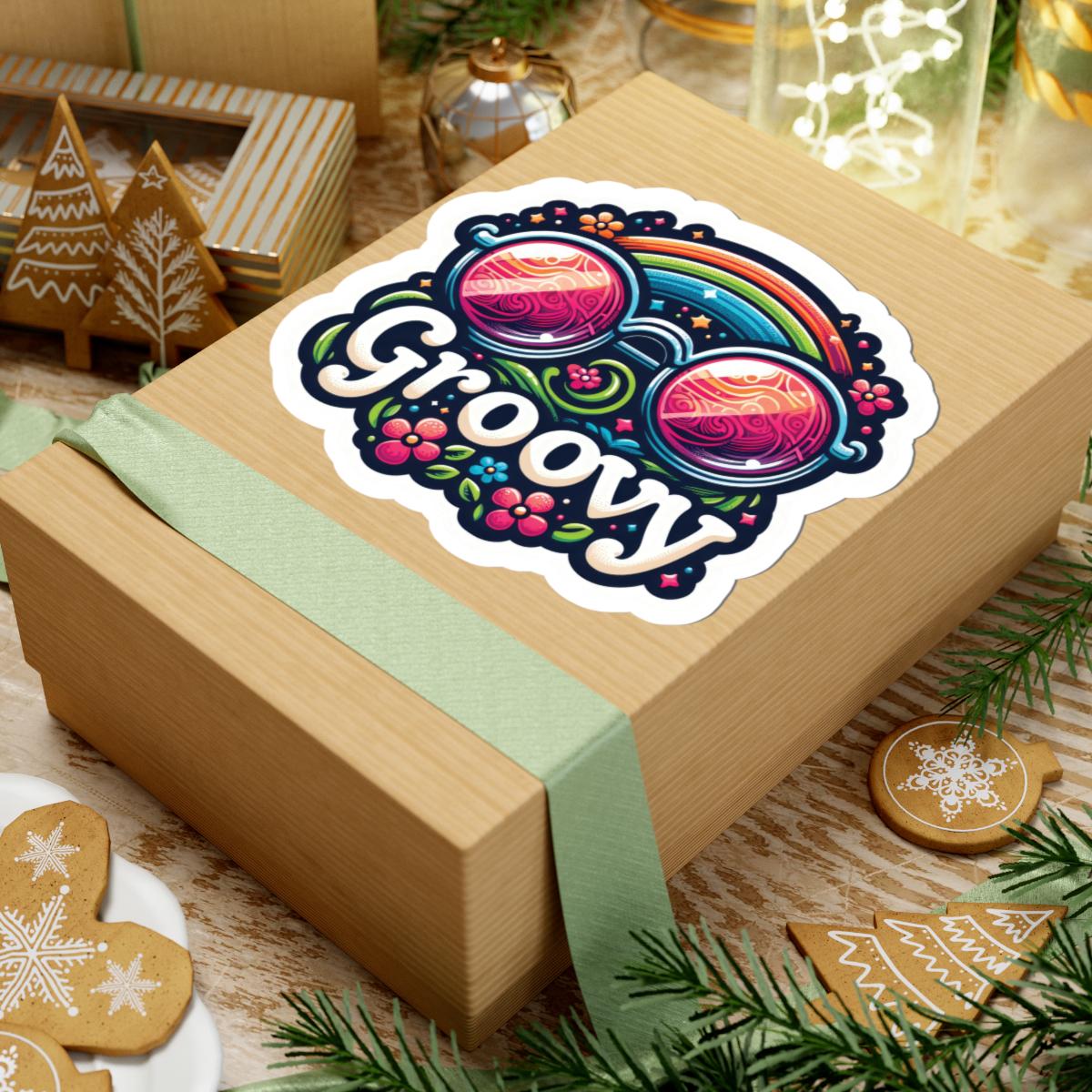 Groovy Retro Sticker | Rainbow Sunglasses, Flowers, 70s Vibes Vinyl Decal