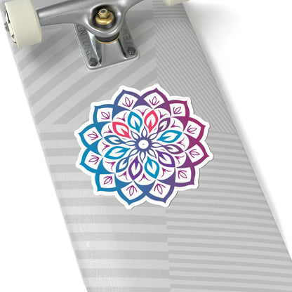 ColorFlow Boho Mandala Sticker | Rainbow Gradient Sacred Geometry Vinyl Decal (Journals, Laptops)