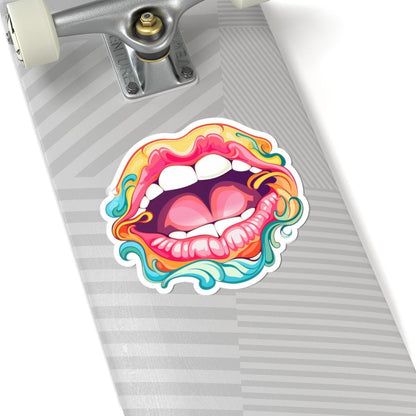 ColorFlow | Screaming Lips Sticker | Trippy Pop Art Kiss Cut Decal | Psychedelic Mouth Vinyl