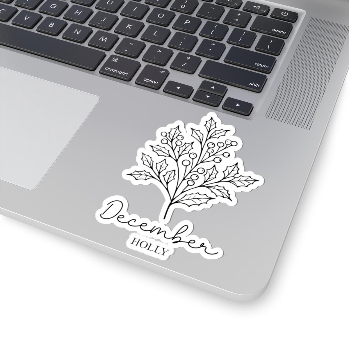 ColorFlow | December Holly Sticker | Birth Month Botanical Kiss Cut Vinyl Decal | Winter Floral Sticker