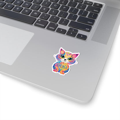 ColorFlow Psychedelic Cat Sticker | Trippy Rainbow Kitty Art (Vinyl)
