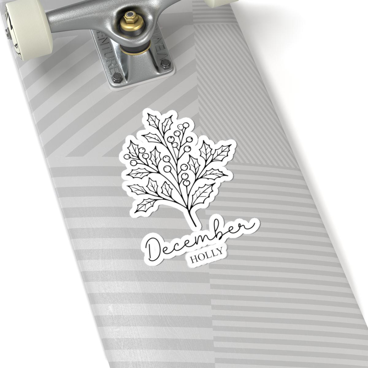 ColorFlow | December Holly Sticker | Birth Month Botanical Kiss Cut Vinyl Decal | Winter Floral Sticker