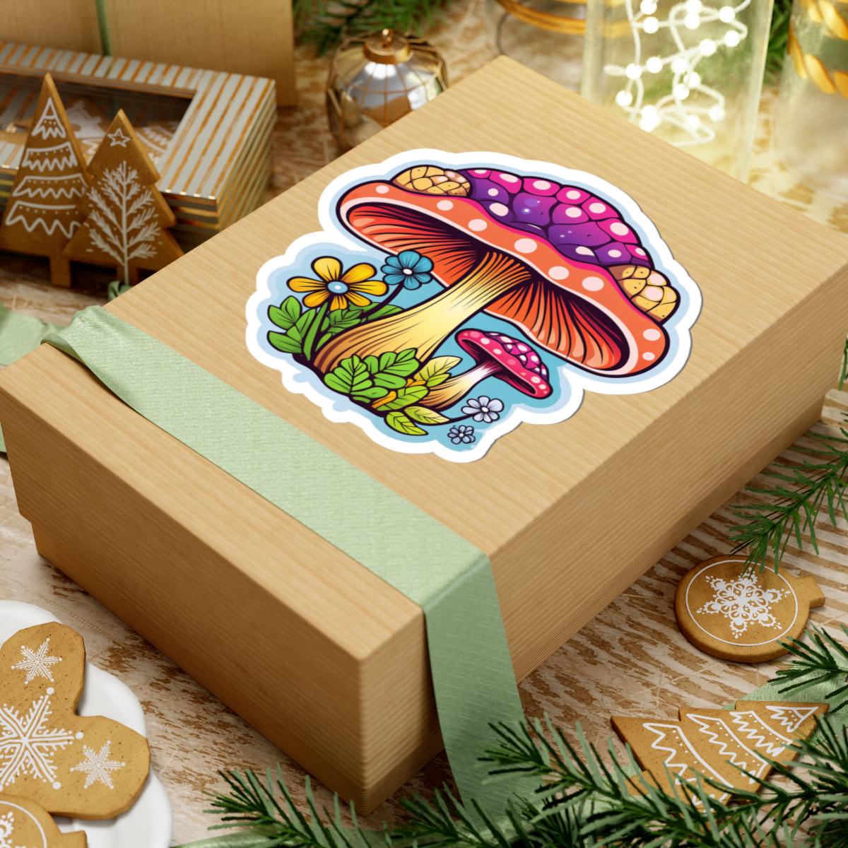 ColorFlow | Psychedelic Mushroom Sticker | Trippy Fungi & Flower Vinyl Decal | Colorful Kiss Cut Sticker