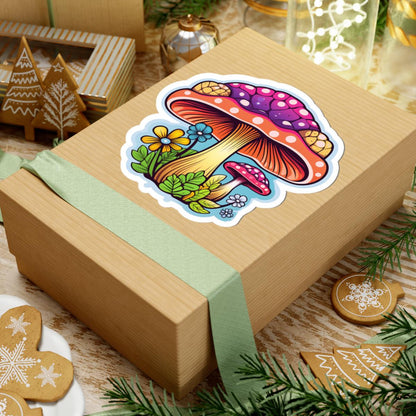 ColorFlow | Psychedelic Mushroom Sticker | Trippy Fungi & Flower Vinyl Decal | Colorful Kiss Cut Sticker