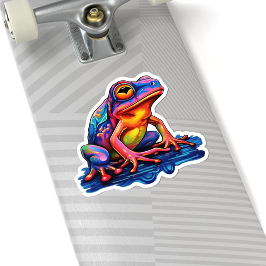 Vibrant Electric Frog Vinyl Sticker | Waterproof Art Decal for Laptops, Bottles