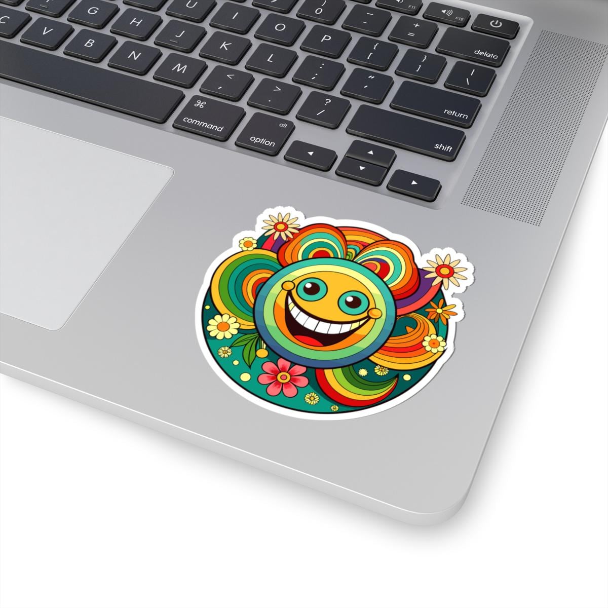 Retro Rainbow Emoji Sticker | Groovy Smiley Face Vinyl Decal (Waterproof)
