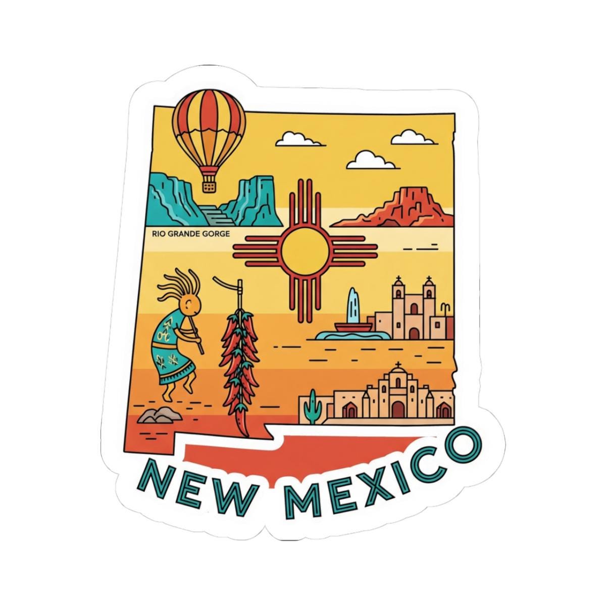 New Mexico State Vinyl Sticker | Waterproof Southwest Art Decal