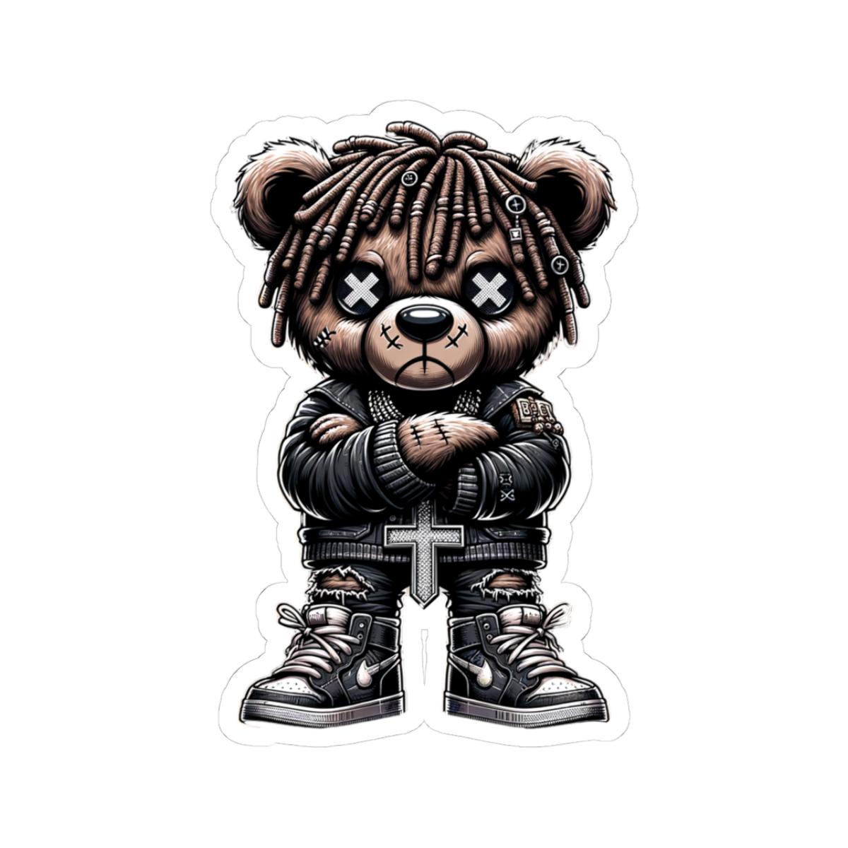 Dreadlock Bear Vinyl Sticker | Gothic Streetwear Gamer Art (Glossy or Matte)