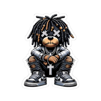 Dreadlock Bear Vinyl Sticker | Urban Gothic Streetwear Art (Glossy or Matte)