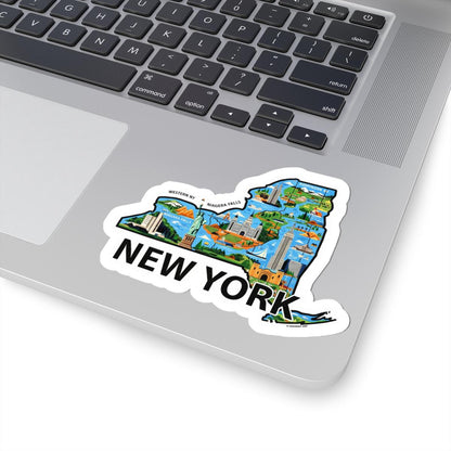 New York State Map Sticker | Waterproof Vinyl Decal, USA Made City Art
