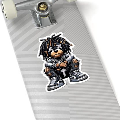Dreadlock Bear Vinyl Sticker | Urban Gothic Streetwear Art (Glossy or Matte)