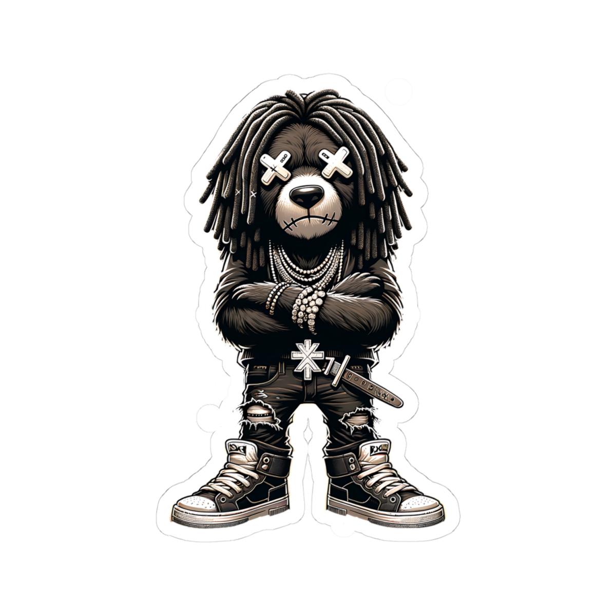Dreadlock Bear Vinyl Sticker | Urban Streetwear, Dark (Glossy or Matte)