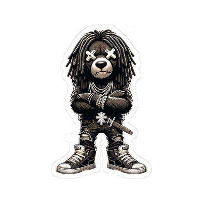 Dreadlock Bear Vinyl Sticker | Urban Streetwear, Dark (Glossy or Matte)