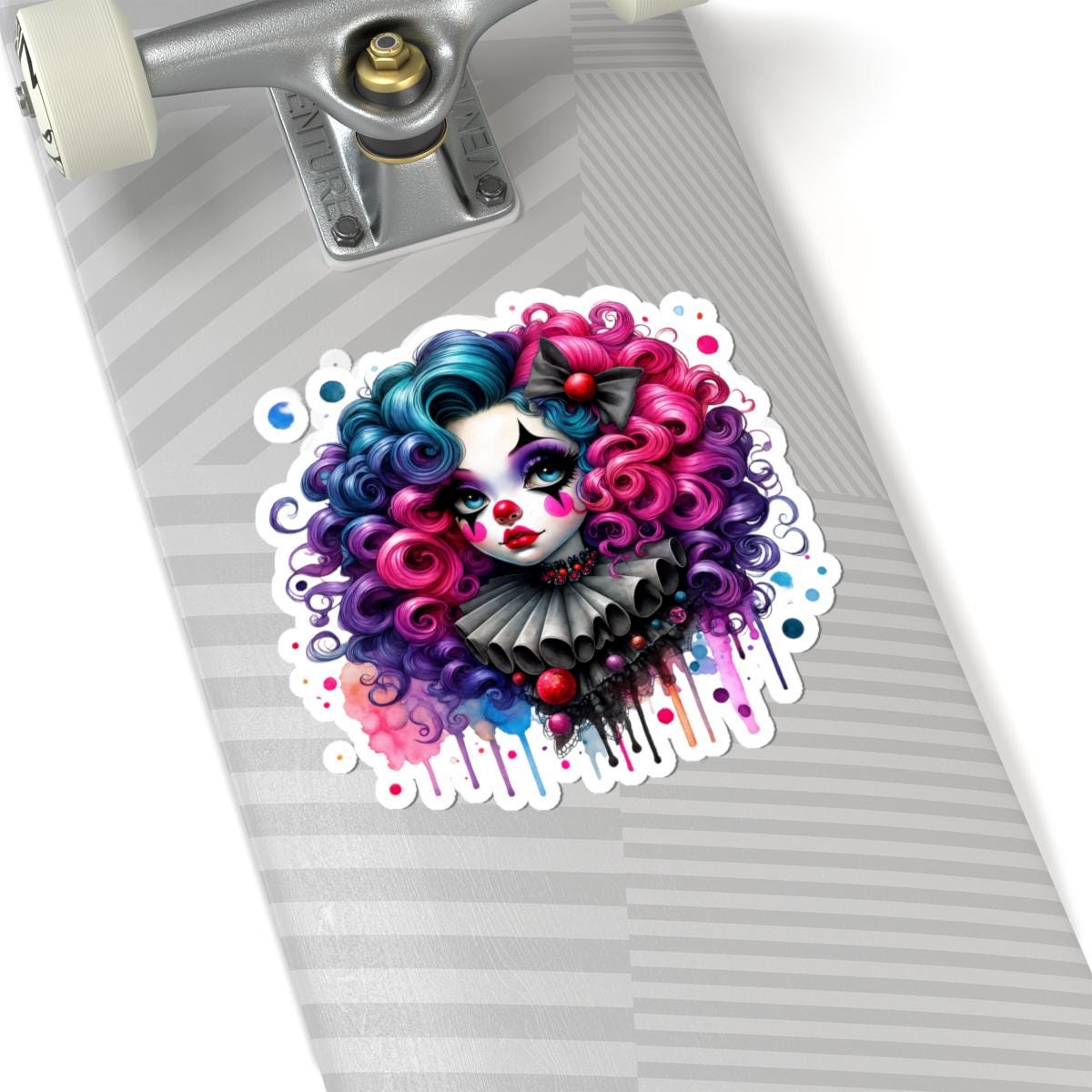 Gothic Carnival Clown Sticker | Neon Curls Creepy Decal (Vinyl)