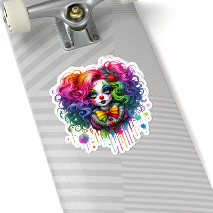 Rainbow Clown Girl Sticker | Creepy Circus Vinyl Decal (Waterproof)