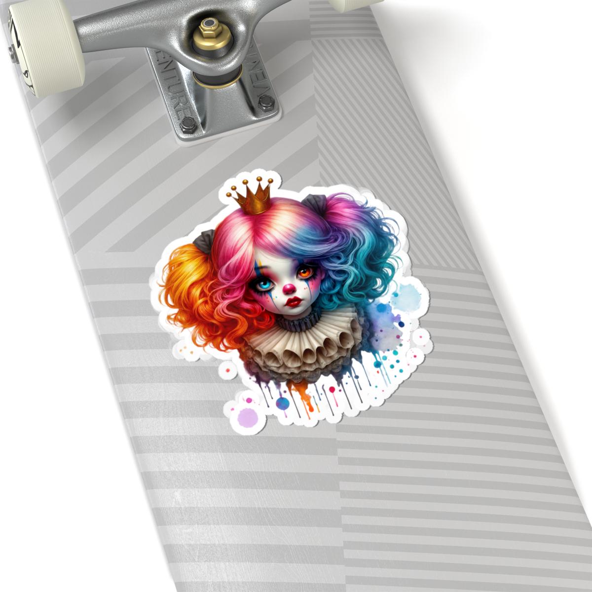 Rainbow Clown Princess Sticker | Gothic Kawaii Vinyl Decal, Circuscore Art