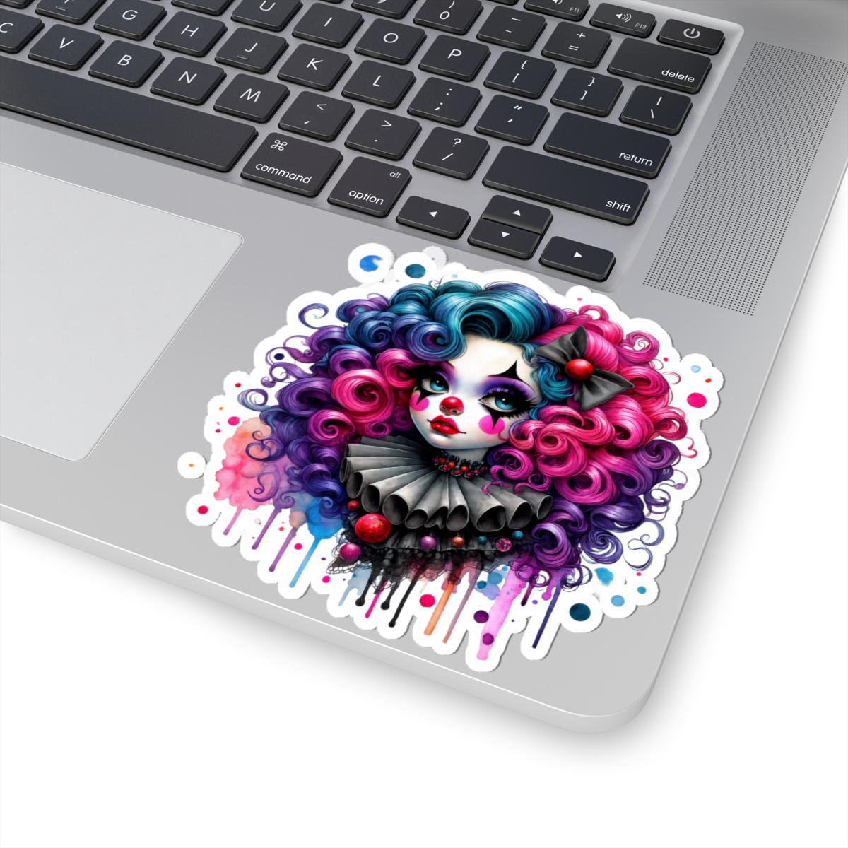 Gothic Carnival Clown Sticker | Neon Curls Creepy Decal (Vinyl)