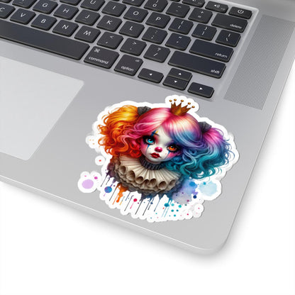 Rainbow Clown Princess Sticker | Gothic Kawaii Vinyl Decal, Circuscore Art