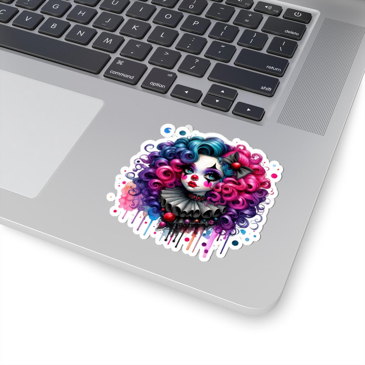 Gothic Carnival Clown Sticker | Neon Curls Creepy Decal (Vinyl)