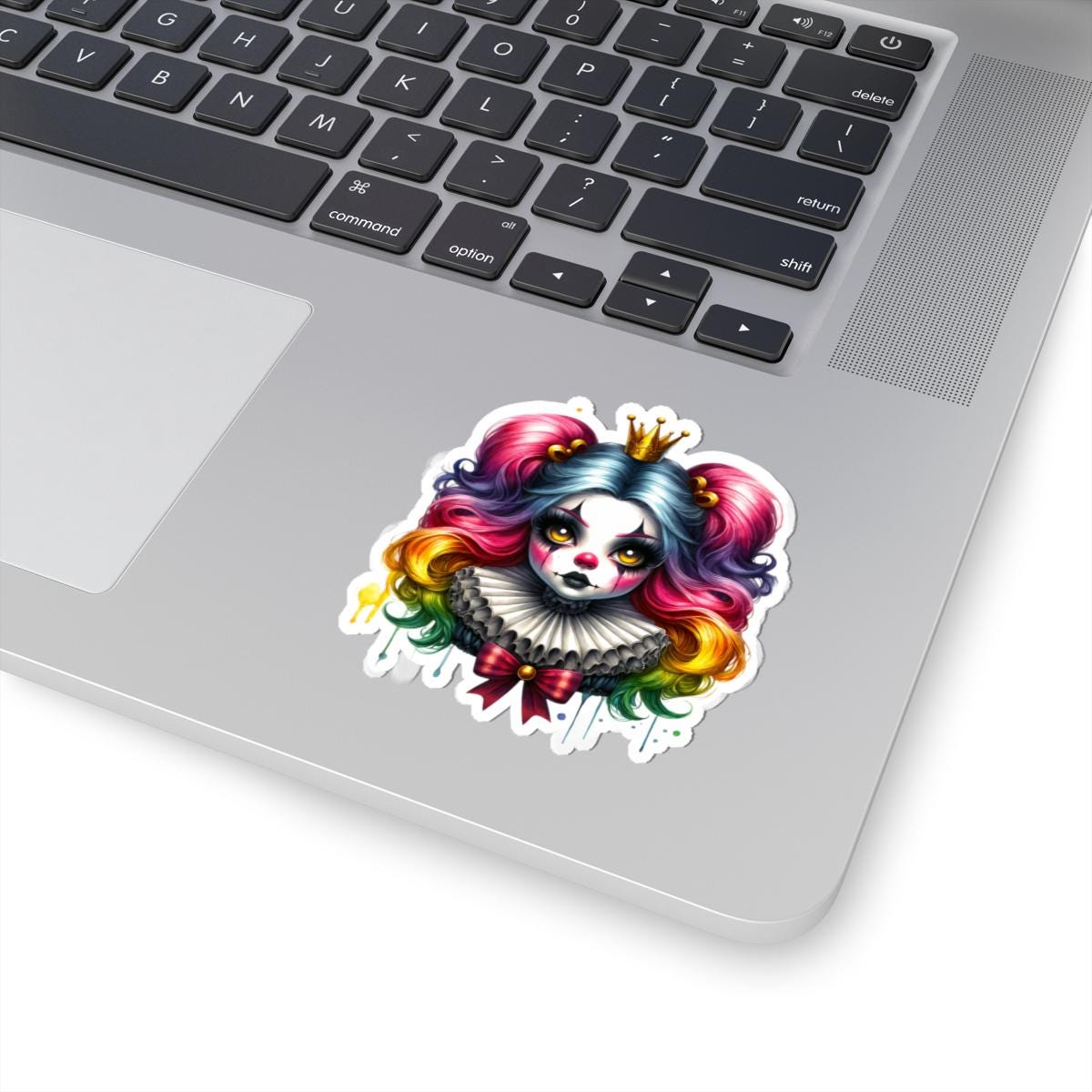Rainbow Clowncore Sticker | Pastel Goth Doll Crown Decal (Vinyl)