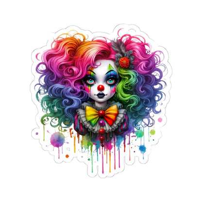 Rainbow Clown Girl Sticker | Creepy Circus Vinyl Decal (Waterproof)