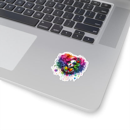 Rainbow Clown Girl Sticker | Creepy Circus Vinyl Decal (Waterproof)