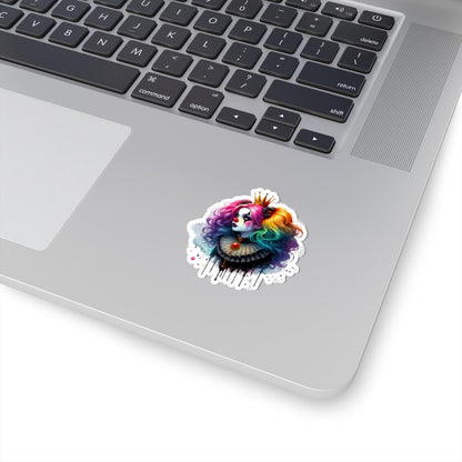 Rainbow Clown Queen Sticker | Gothic Circus Art, Glossy Vinyl