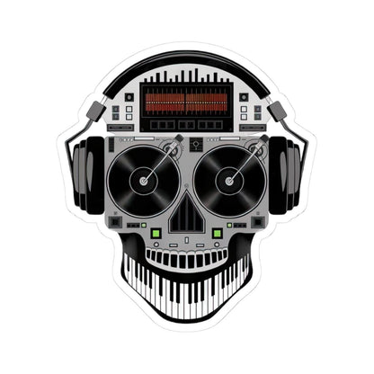 DJ Skull Turntable Sticker | Waterproof Vinyl EDM Music Headphones (Glossy)