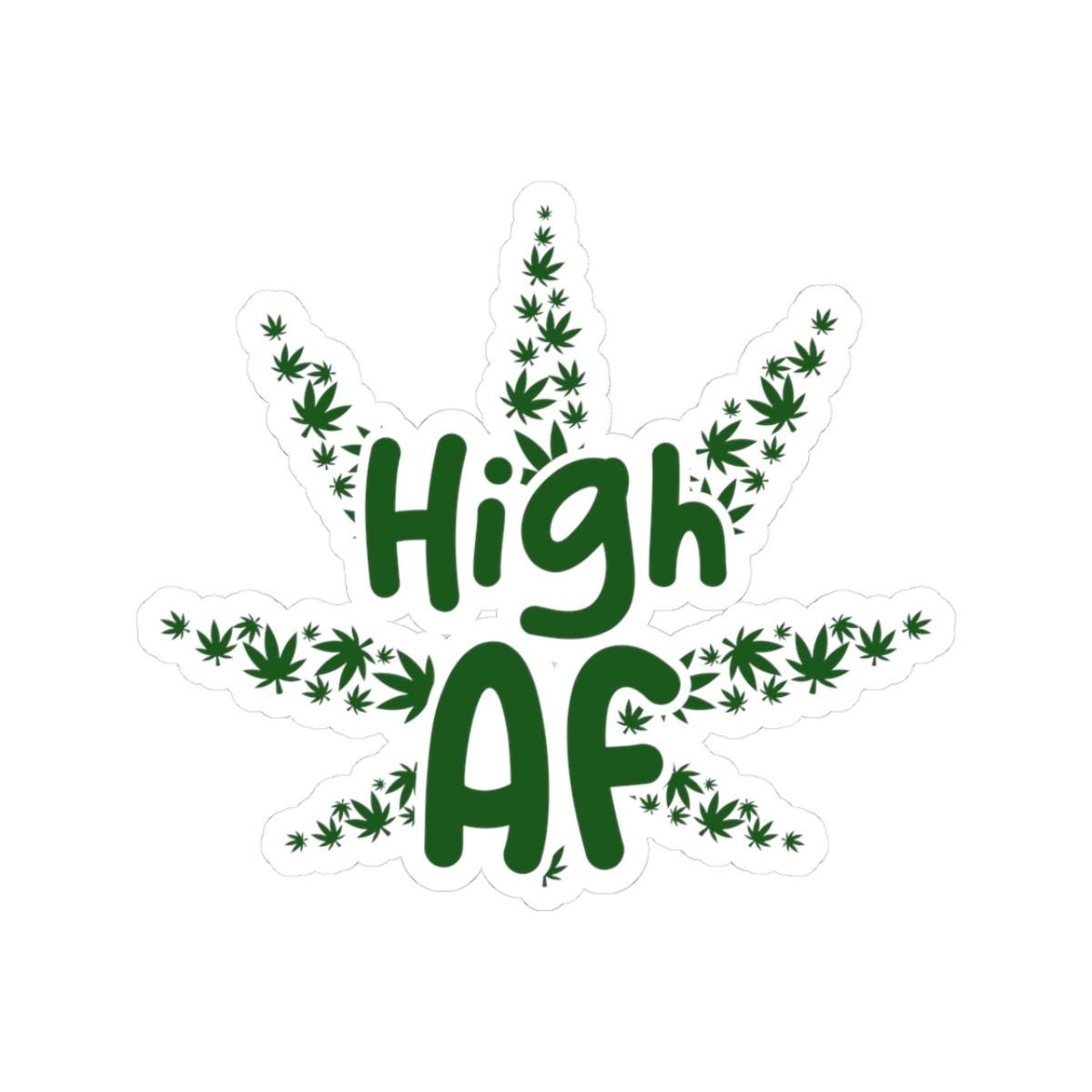 ColorFlow | High AF Weed Sticker Waterproof Vinyl Funny Cannabis Leaf Stoner Decal for Hydro Flask Laptop Smoke Box Pothead Gift