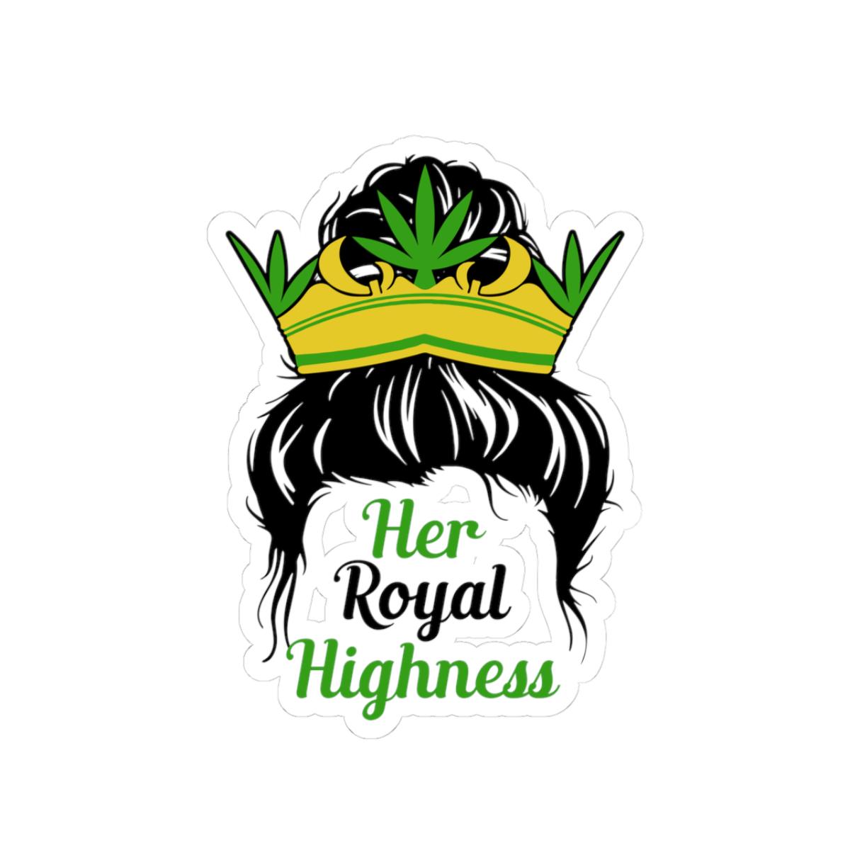 ColorFlow | Her Highness Weed Sticker Waterproof Vinyl Crown Cannabis Leaf Stoner Queen Gift Decal for Laptop Water Bottle Smoke Box