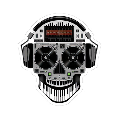 DJ Skull Turntable Sticker | Waterproof Vinyl EDM Music Headphones (Glossy)