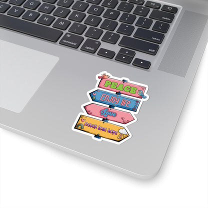 ColorFlow | Peace Love Hope Sticker Retro Signpost Motivational Vinyl Decal Waterproof Hippie Positive Quote Glossy Kiss Cut Sticker