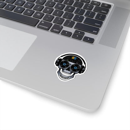 DJ Skull Sticker | Vinyl Record Turntable Headphones Art Decal (Glossy)