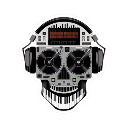 DJ Skull Turntable Sticker | Waterproof Vinyl EDM Music Headphones (Glossy)