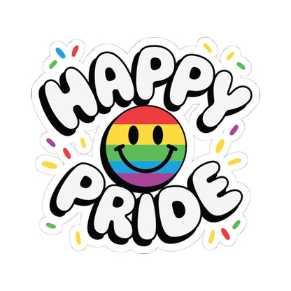 Happy Pride Smiley Sticker | Rainbow LGBTQ Vinyl Decal (Glossy)