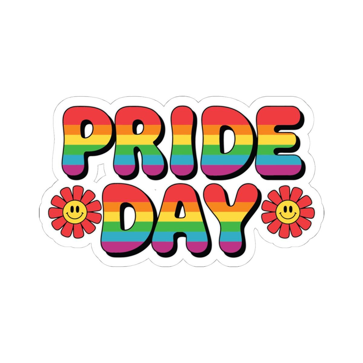 ColorFlow | Pride Day Rainbow Sticker | LGBTQ Glossy Vinyl Sticker | Smiley Flower Queer Kiss Cut Sticker | Pride Month Laptop Decor Gift