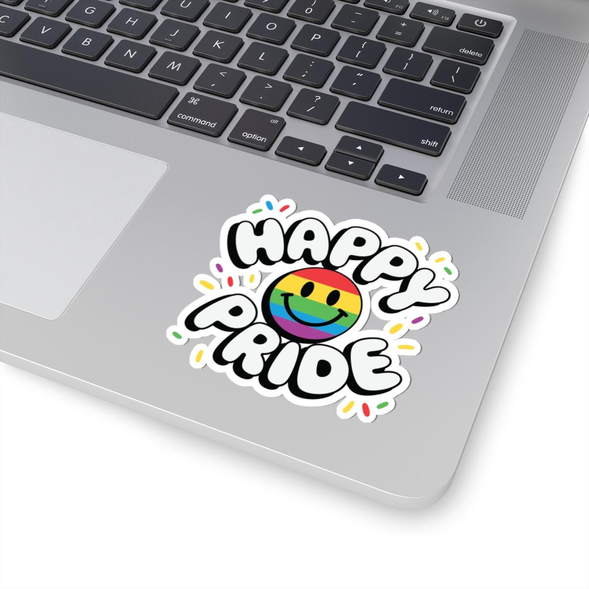 Happy Pride Smiley Sticker | Rainbow LGBTQ Vinyl Decal (Glossy)