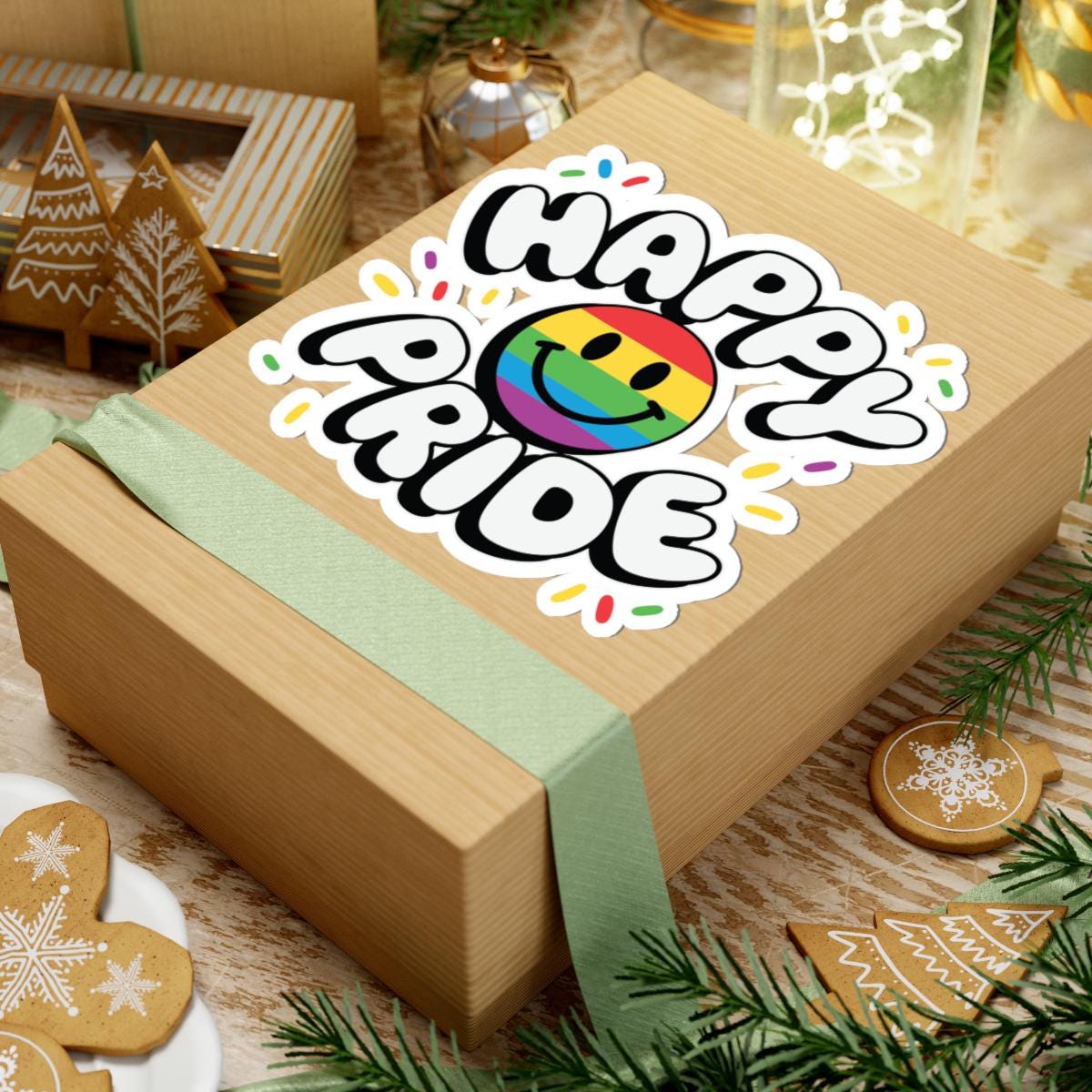 Happy Pride Smiley Sticker | Rainbow LGBTQ Vinyl Decal (Glossy)