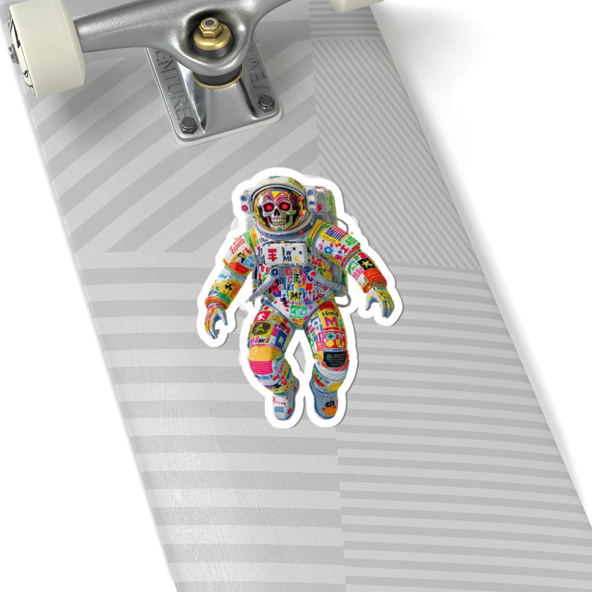 ColorFlow | Neon Skull Astronaut Sticker | Bold Graffiti Space Vinyl Decal for Rebels